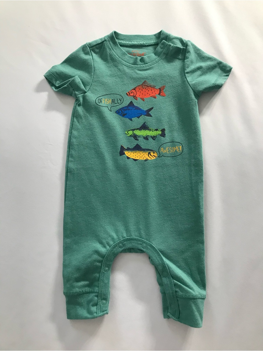 Cat & Jack Green One-Piece Bodysuit with Colorful Fish